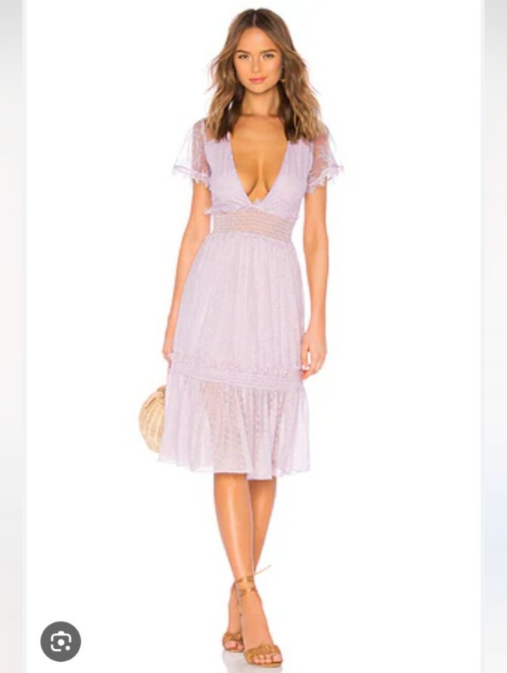 House of Harlow 1960 By Revolve Lavender Lace V-Neck Midi Dress